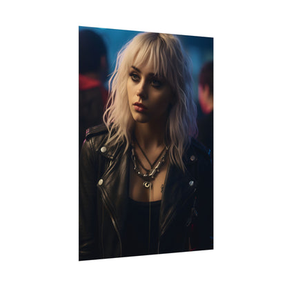 Cyberpunk Blonde Woman: Fashionable Portrait in Close-Up - Poster