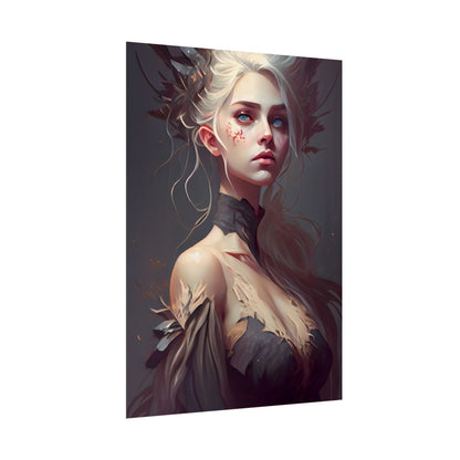 Elegant Blonde Portrait: Outdoor Woman in Dress - Poster