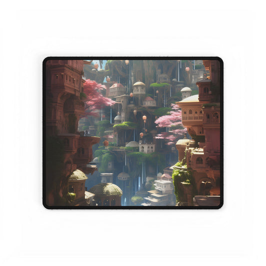 Dramatic Anime Cityscape: Birds Eye View Digital Art - Desk Mat