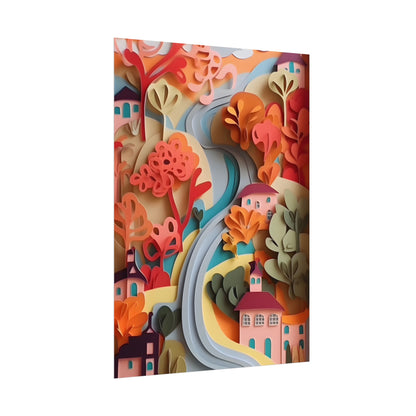 Intricate European Landscape: Paper Quilling Artwork - Poster