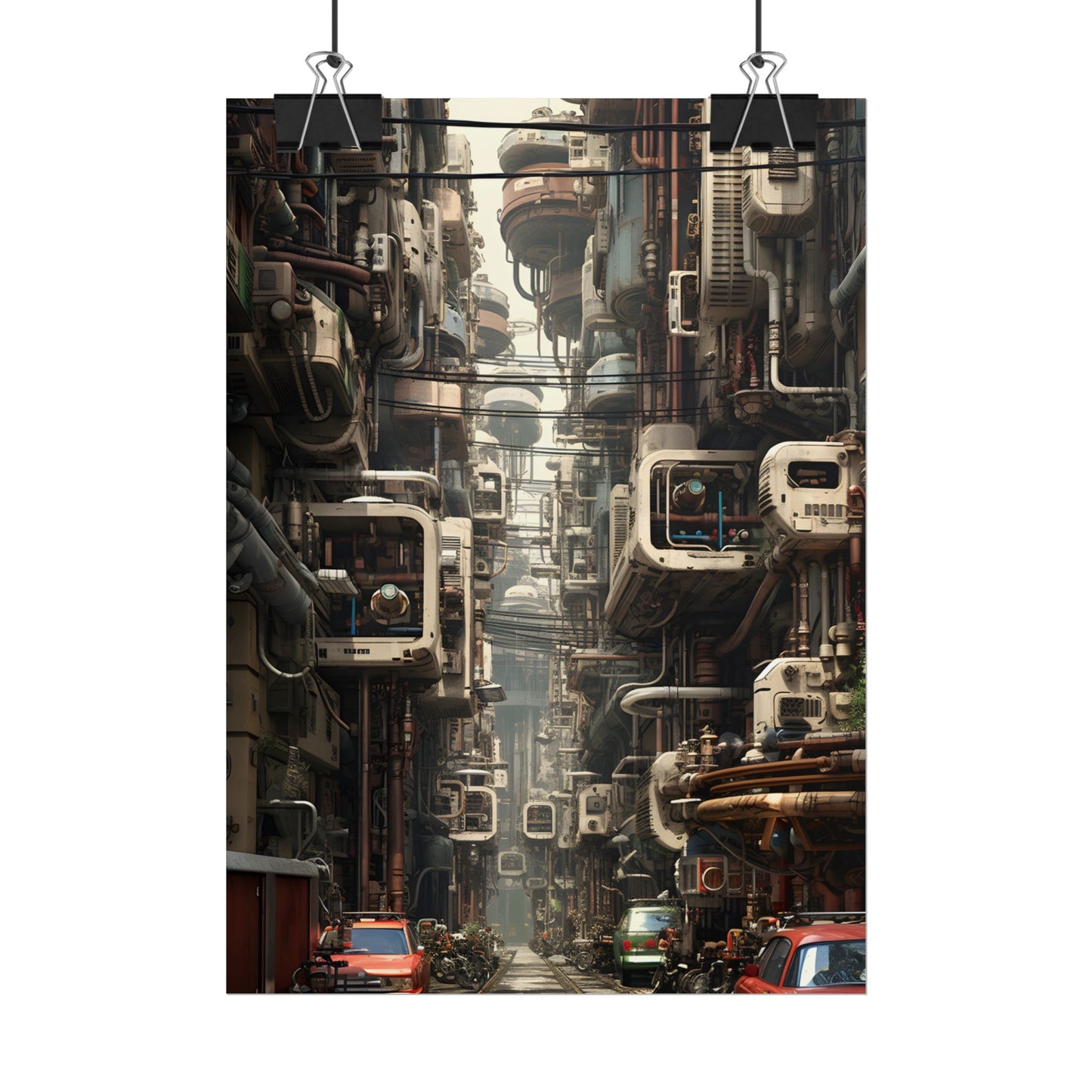 Steampunk Post-Apocalyptic City: Nighttime Digital Artwork - Poster