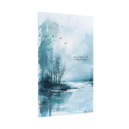 Serene Landscape: A Peaceful Nature Scene with Inspirational Quote - Poster