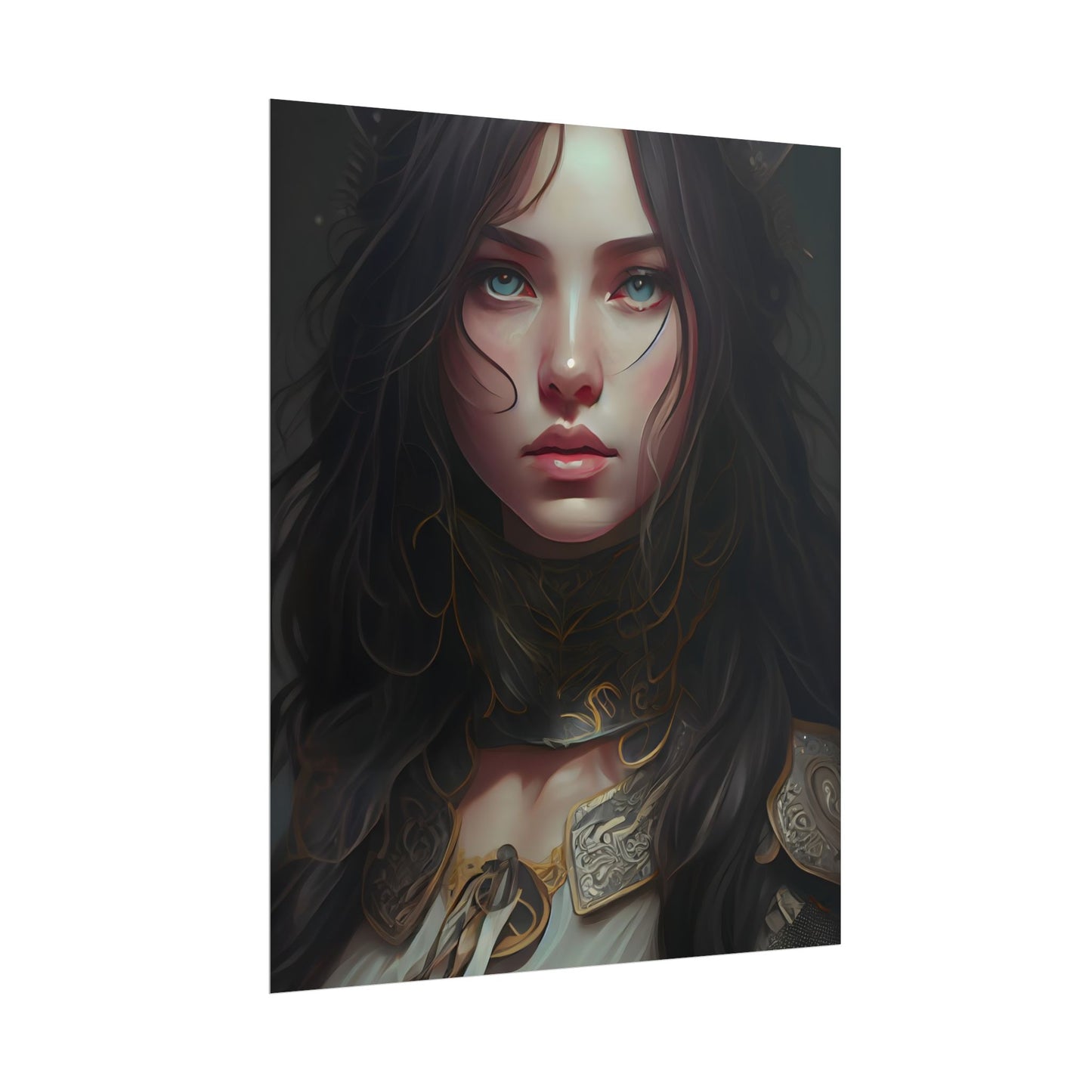 Vibrant Red Portrait: Dynamic Female Artwork - Poster