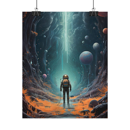 Futuristic Explorer: Sci-Fi Wilderness Encounter Digital Art - Poster