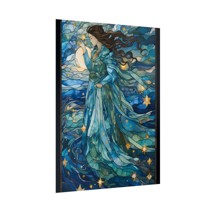 Medieval Stained Glass Art: A Colorful Church Window Piece - Poster