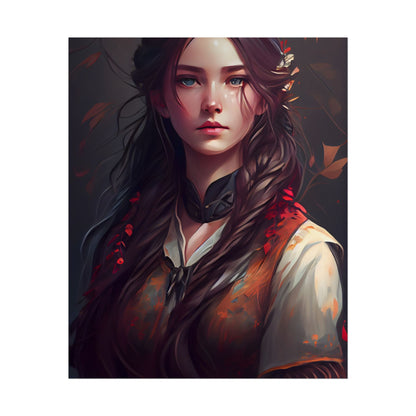 Vibrant Portrait: Brown Hair, Green Eyes Artwork - Poster