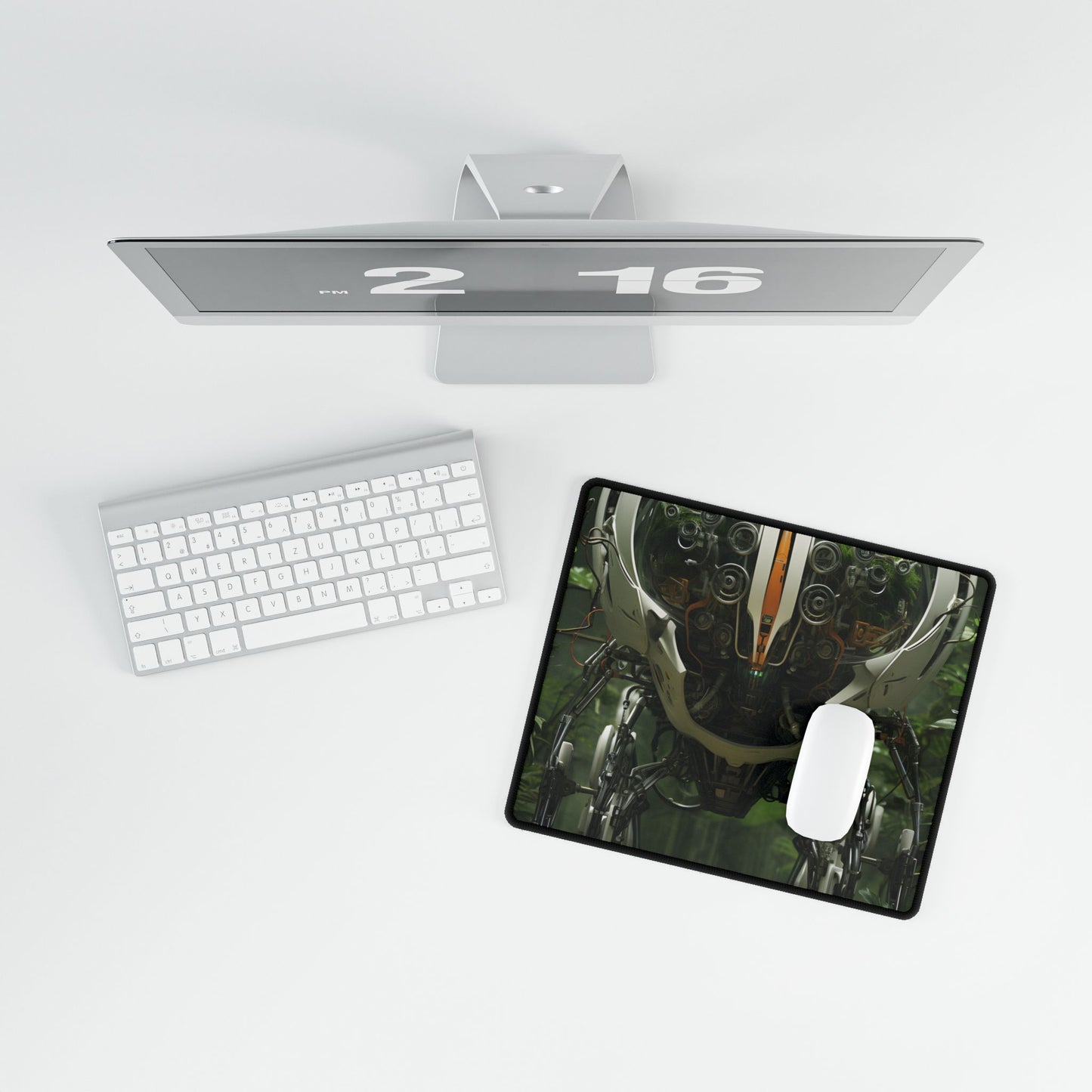 Robotic Wildlife Sanctuary: AI-Operated Nature Reserve Digital Art - Desk Mat