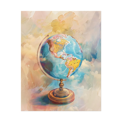 Vintage Globe Adventure: 80 Iconic Landmarks on a Classic Map - Poster