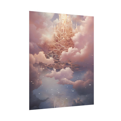 Celestial Fantasy Floating City: Digital Artwork - Poster