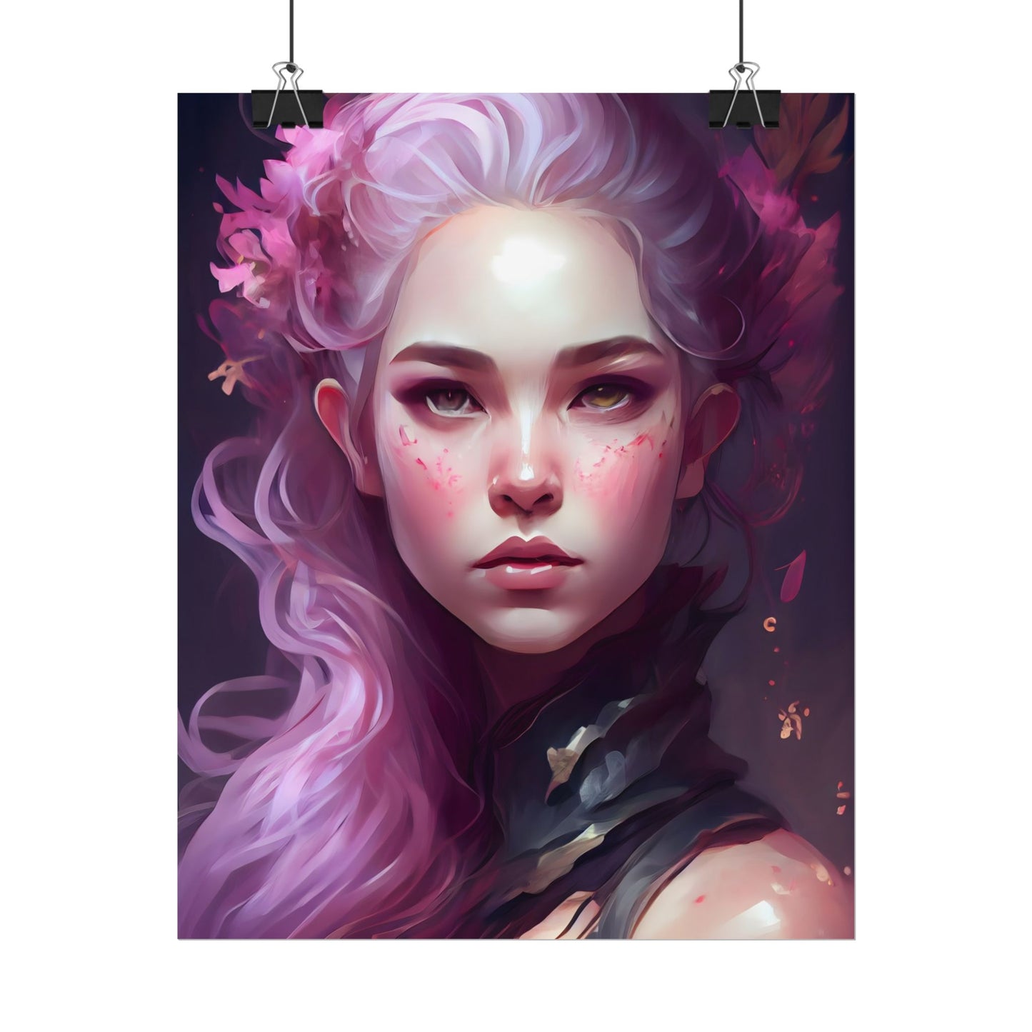 Astonishing Female Portrait with Pink Hair: Dre Artwork - Poster