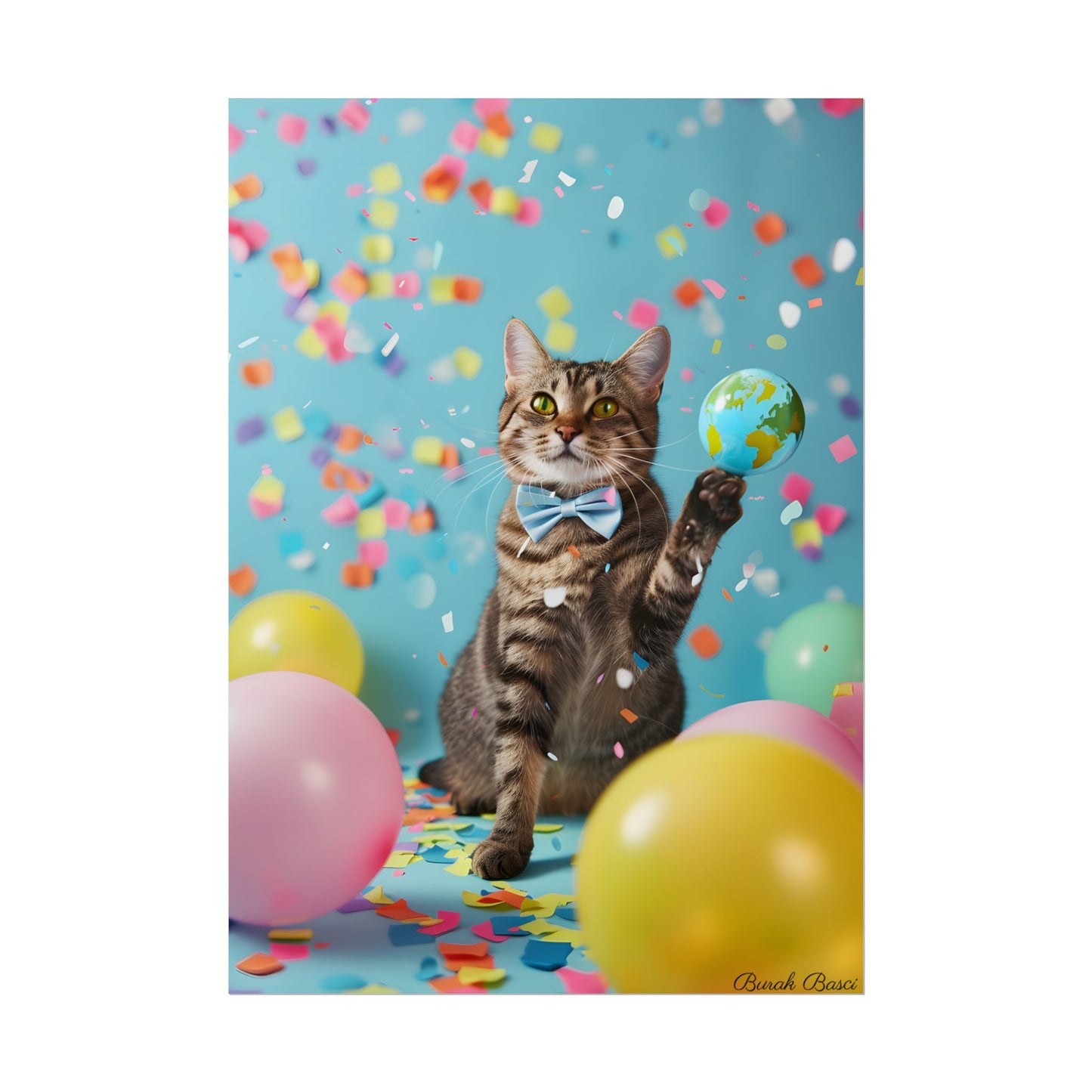 Whimsical Cat in Bow Tie: Close-Up Art Print - Poster