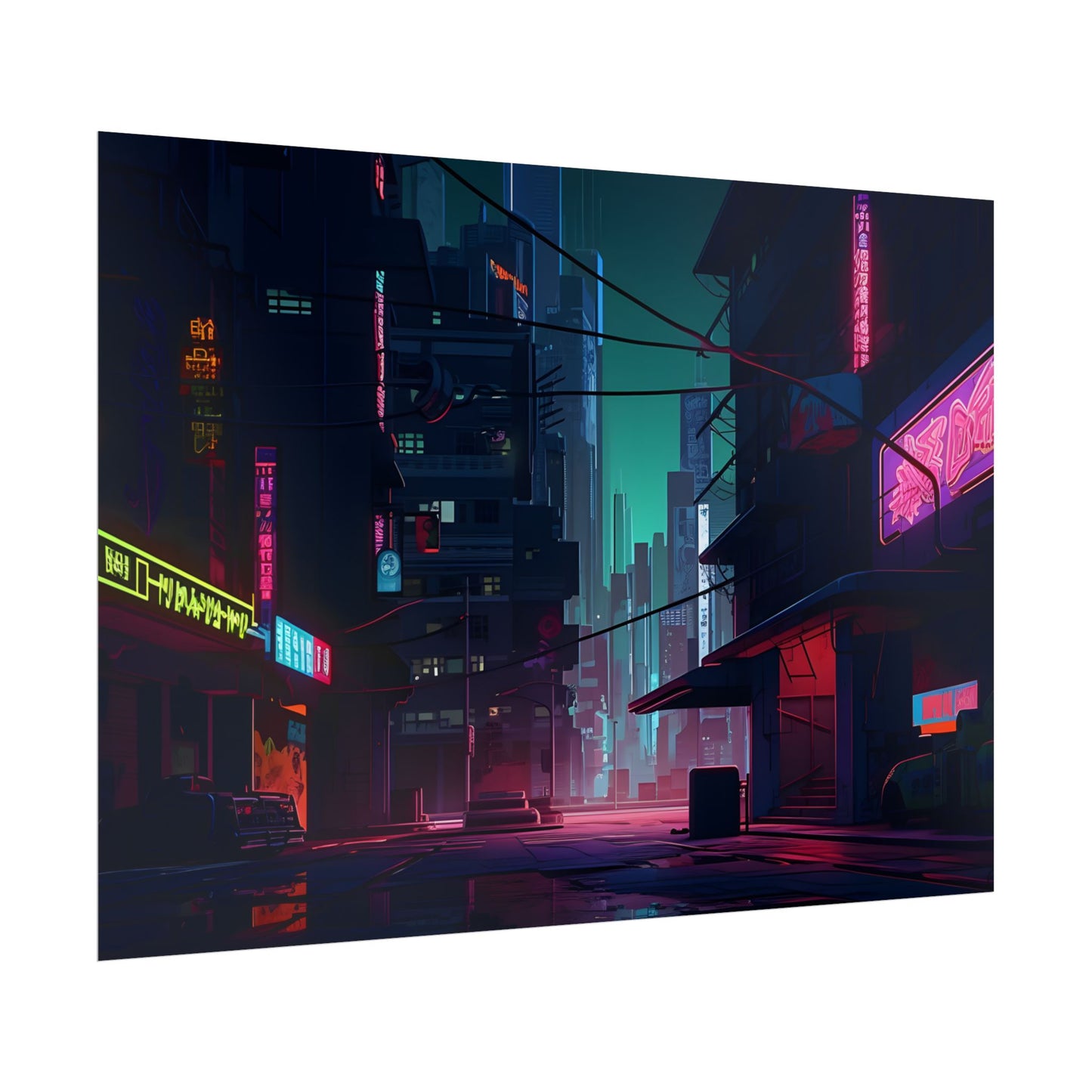 Nightfall in Neo-City: A Melancholic Cyberpunk Scene - Poster