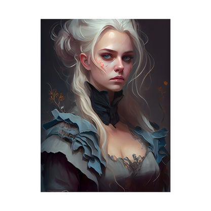 Blonde Profile Portrait: Simple Daylight Dress Art - Poster