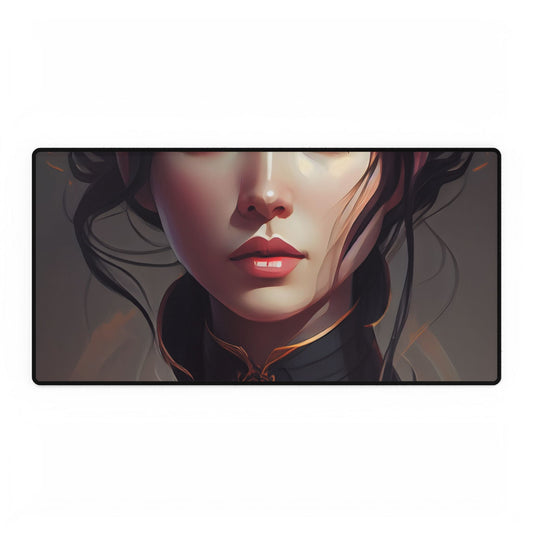 Realistic Female Portrait in Elegant Dress - Desk Mat