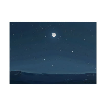 Starry Night Sky: Minimalist Beauty in Blue - Poster