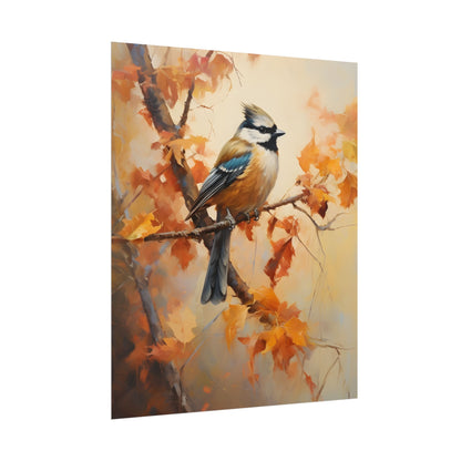 Vibrant Oak Branch: Colorful Leaves Oil Painting - Poster
