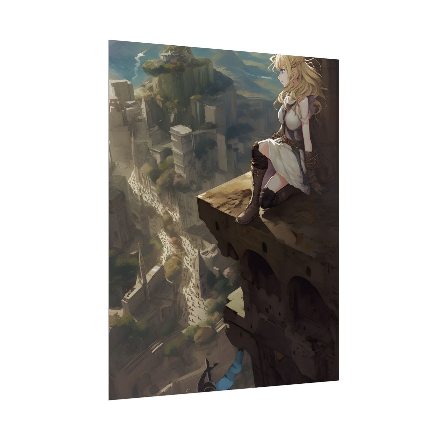 Dramatic Anime Female Portrait: Exclusive Artwork - Poster