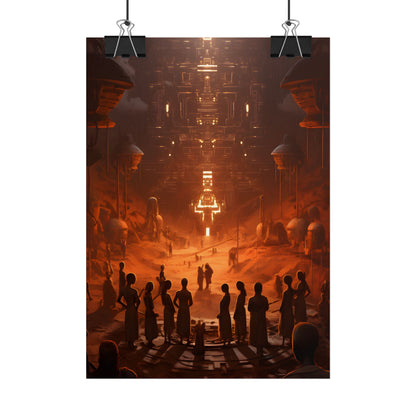 Vibrant Futuristic Tribal Gathering: Digital Art - Poster