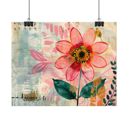 Blooming Growth: Whimsical Flower Art - Poster