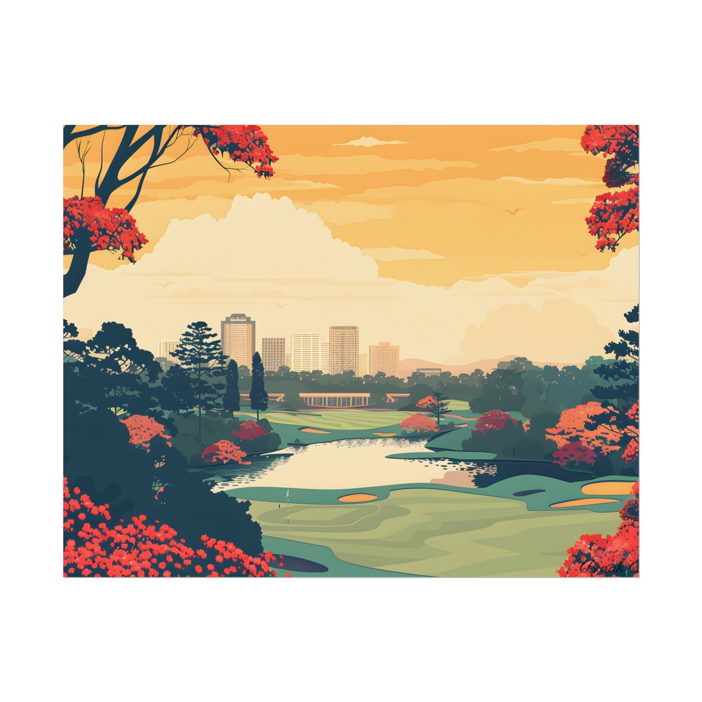 Retro-Style Augusta Georgia Golf Course: Vibrant Illustration Art - Poster