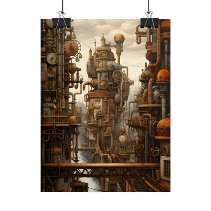 Steampunk Cityscape: Vintage Parisian Dreamscape - Poster