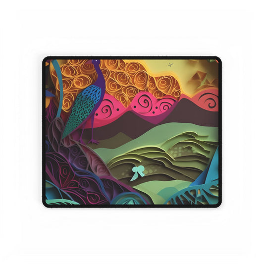Vibrant Indian Quilling Art: Traditional Landscape Decoration - Desk Mat
