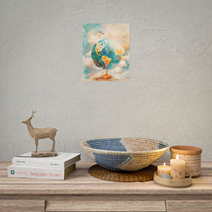 Vintage Globe with 80 Iconic Landmarks: Educational Artwork - Poster