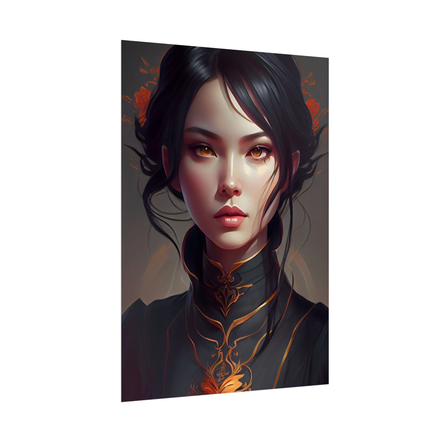 Realistic Female Portrait in Elegant Dress - Poster