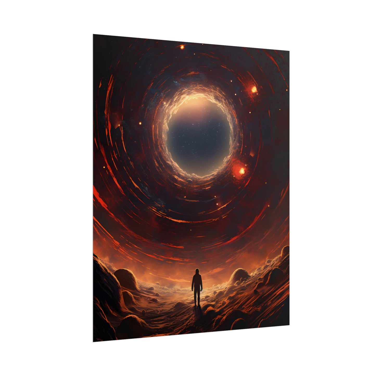 Black Hole Cosmic: A Realistic Digital Artwork of a Planet in Orbit - Poster