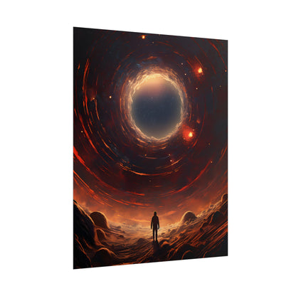 Black Hole Cosmic: A Realistic Digital Artwork of a Planet in Orbit - Poster