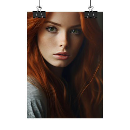 Redhead Woman in Nature: Candid Photo - Poster