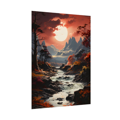 Breathtaking Waterfall Oil Painting: A Realistic Artwork - Poster
