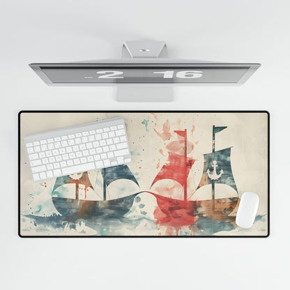 Vintage Nautical Flags: Antique Maritime Heraldry Illustration - Desk Mat