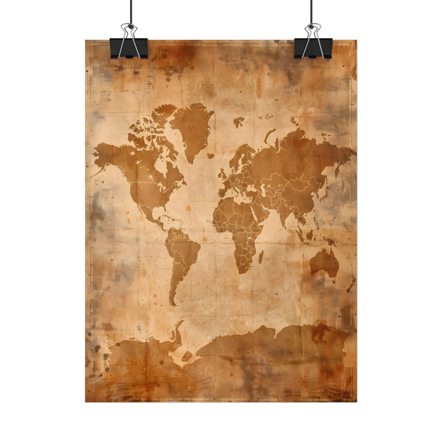 Vintage World Map: Artistic Cartography on Canvas - Poster