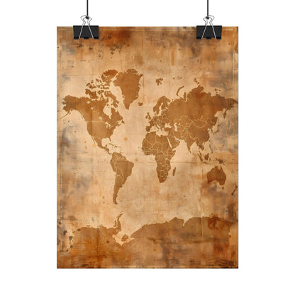 Vintage World Map: Artistic Cartography on Canvas - Poster