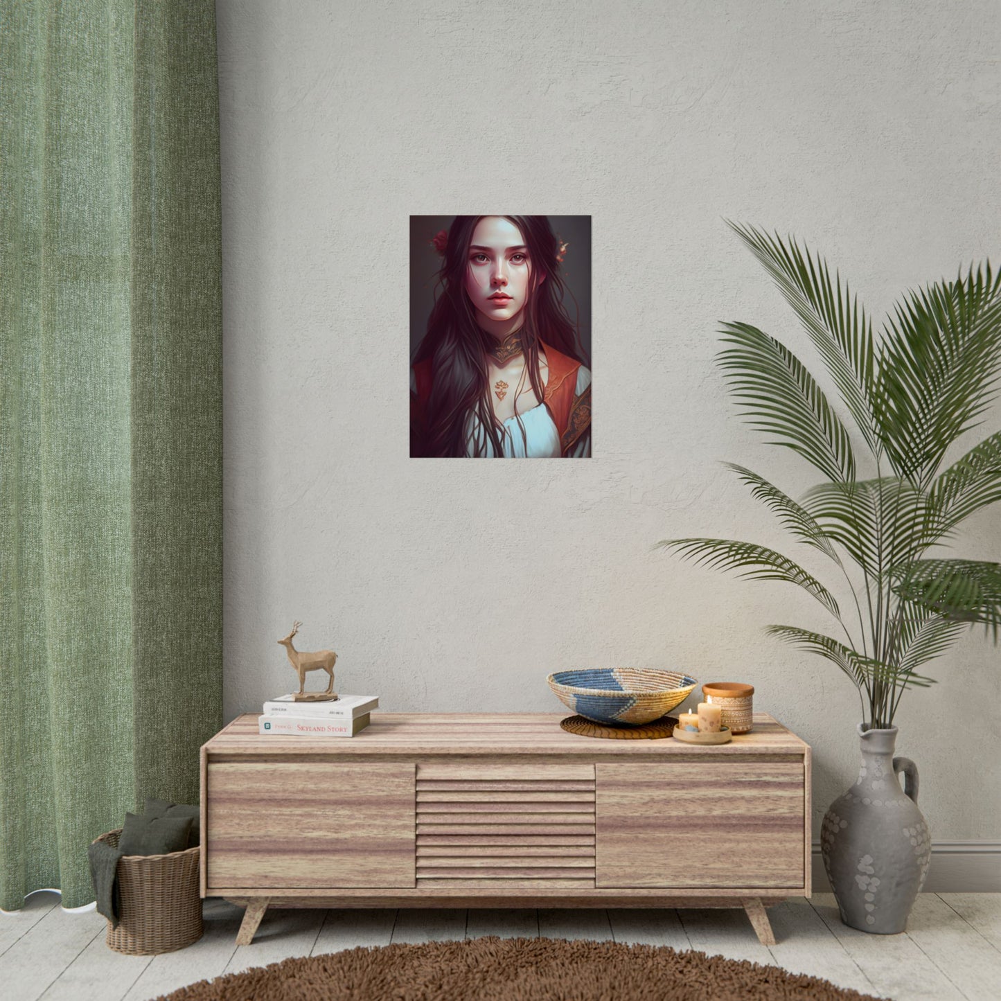 Sophisticated Female Portrait: Brown Hair Artwork in Focus - Poster