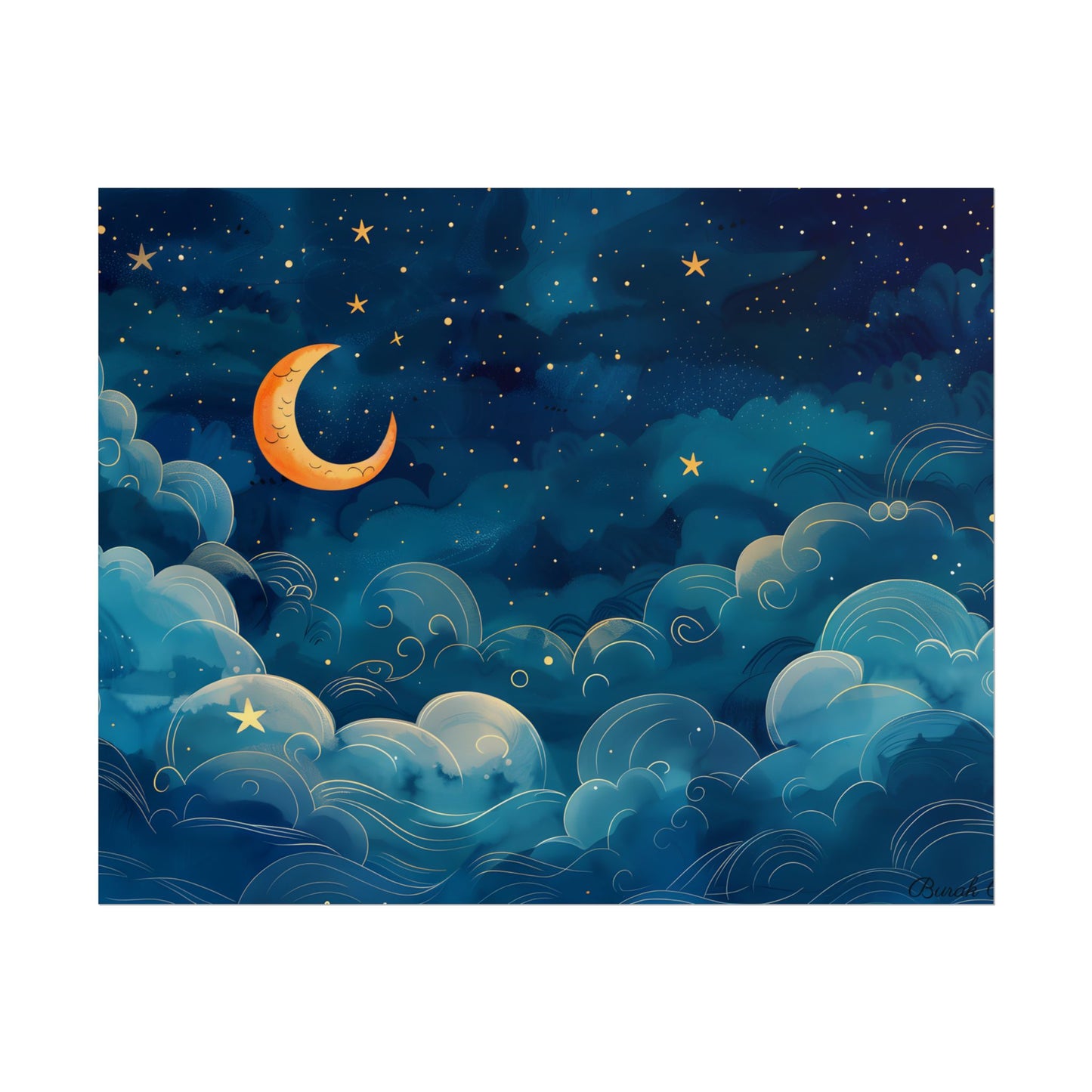 Whimsical Dreamy Night Sky: Small Town Illuminated by Pastel Stars - Poster