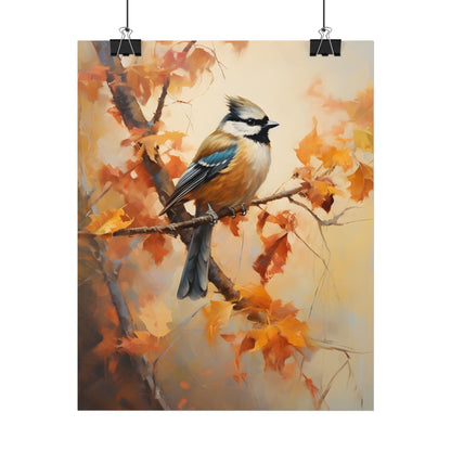 Vibrant Oak Branch: Colorful Leaves Oil Painting - Poster