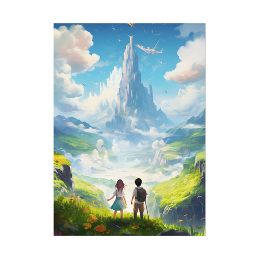 Colorful Meadow Friends: A Joyful Landscape Scene - Poster