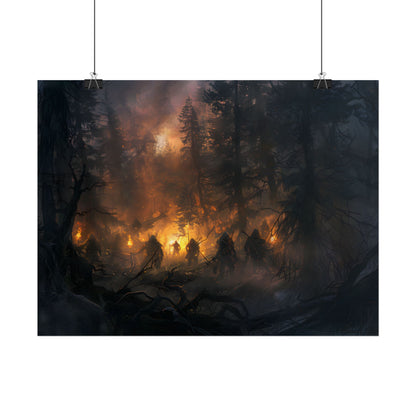 Tranquil Forest Sunset: People Connecting with Nature - Poster