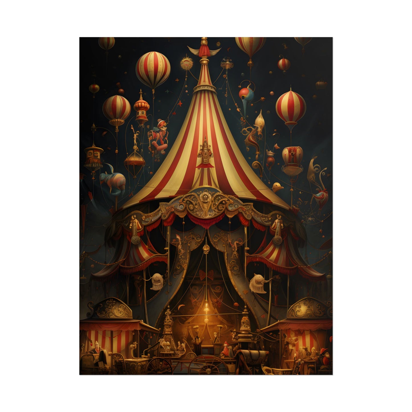 Whimsical Clockwork Circus: Fantastical Art with Vibrant Details - Poster