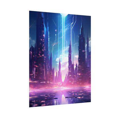 Futuristic Cityscape: Cyberpunk Dreams in a Dystopian World - Poster