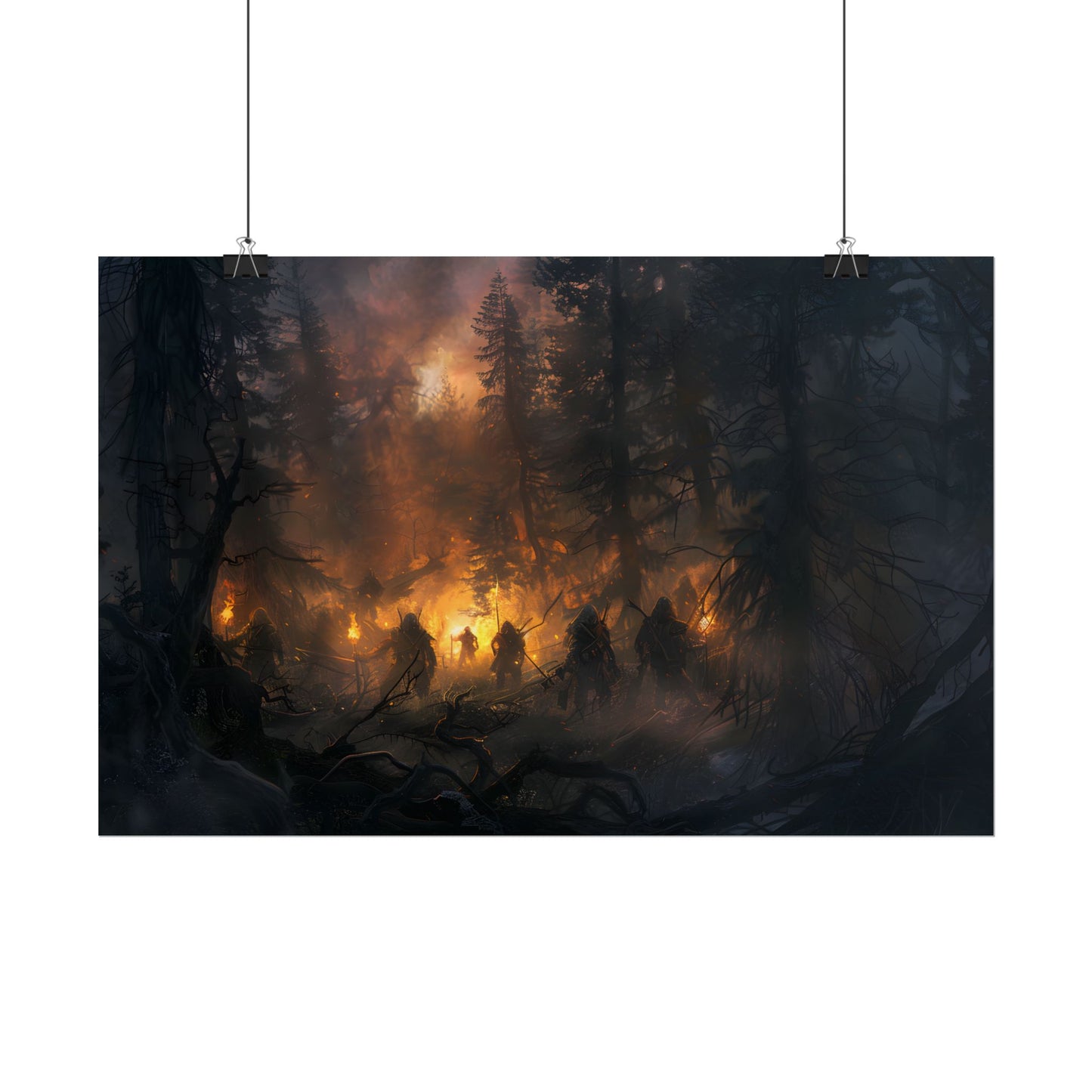 Tranquil Forest Sunset: People Connecting with Nature - Poster