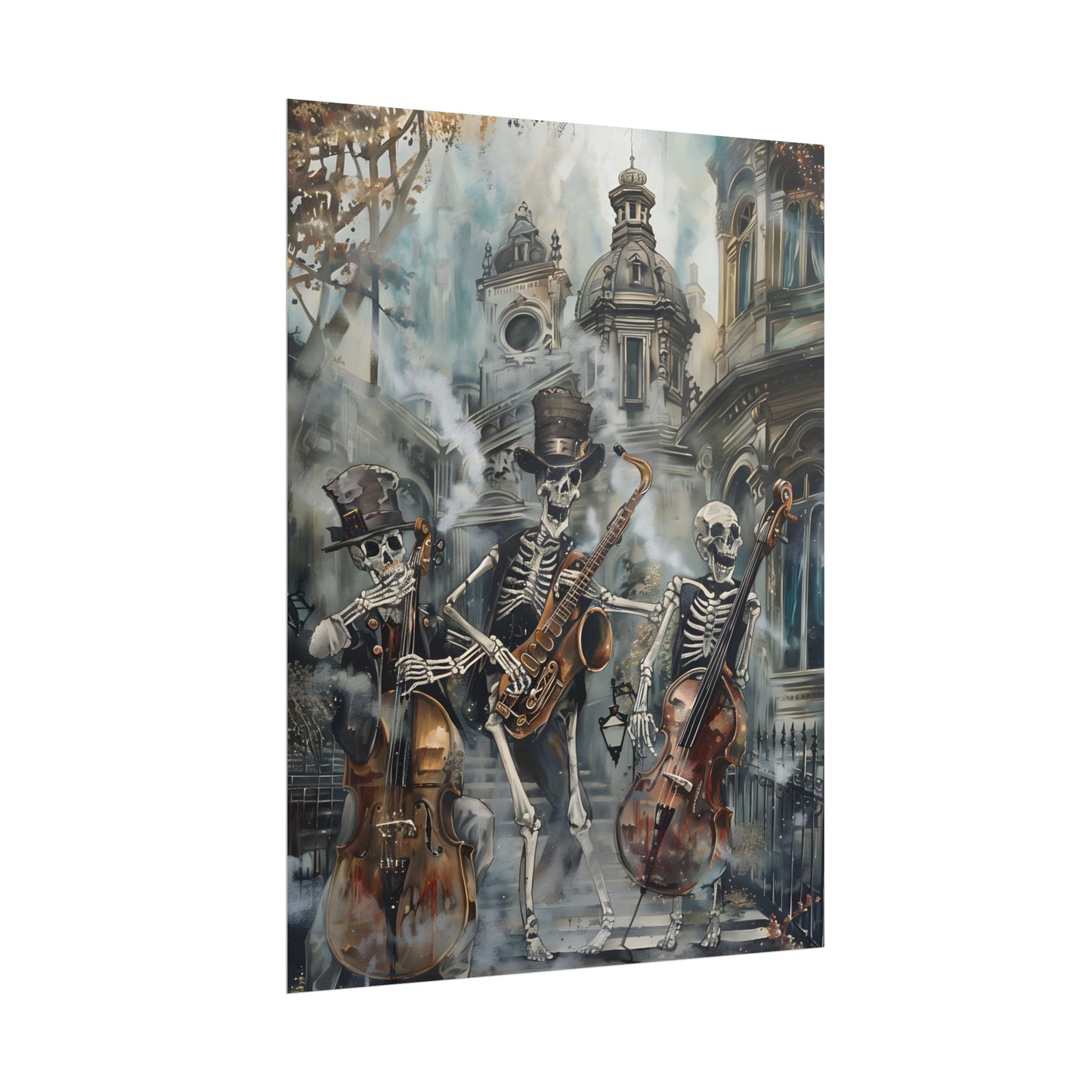 Victorian Lowbrow Jazz: Skeleton Band in Artistic Swing - Poster