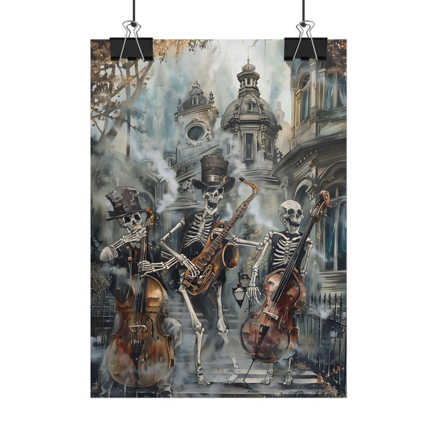 Victorian Lowbrow Jazz: Skeleton Band in Artistic Swing - Poster