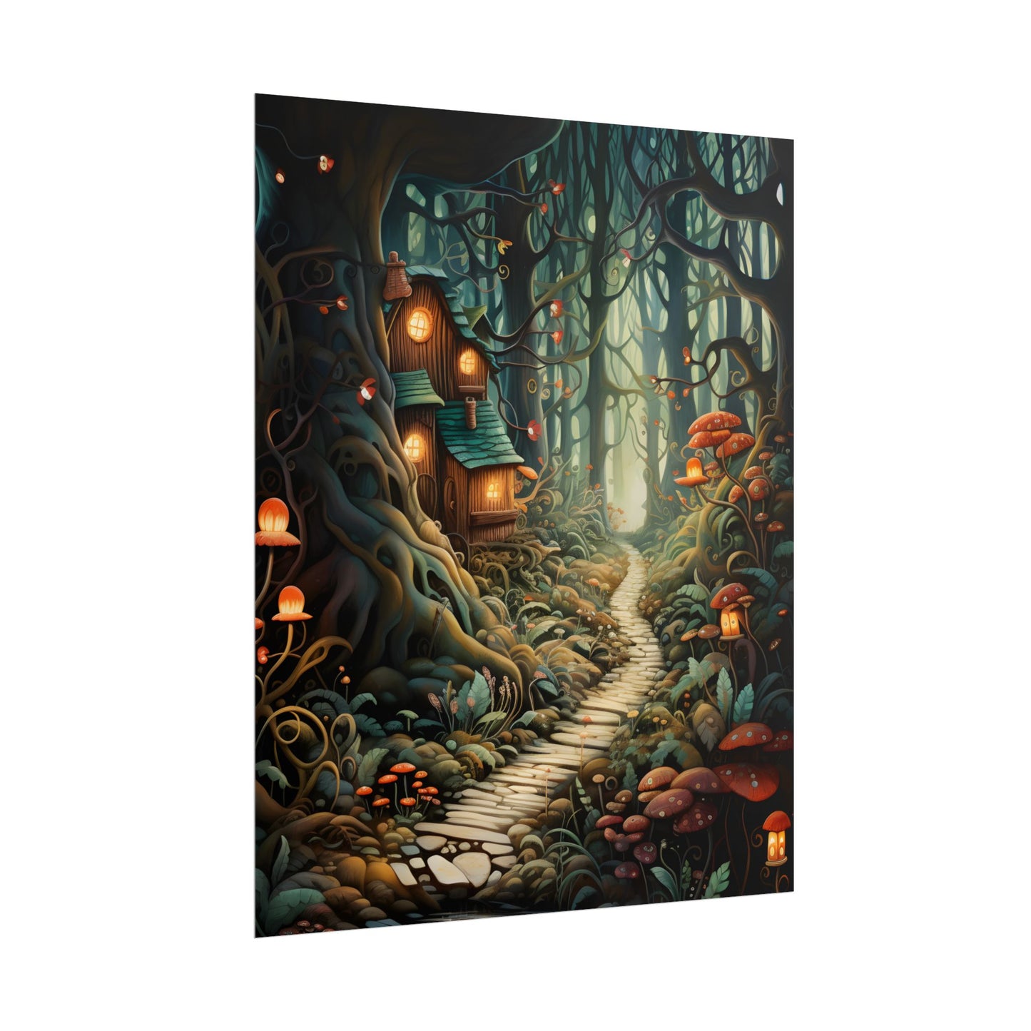 Whimsical Cartoon Forest Scene - Poster