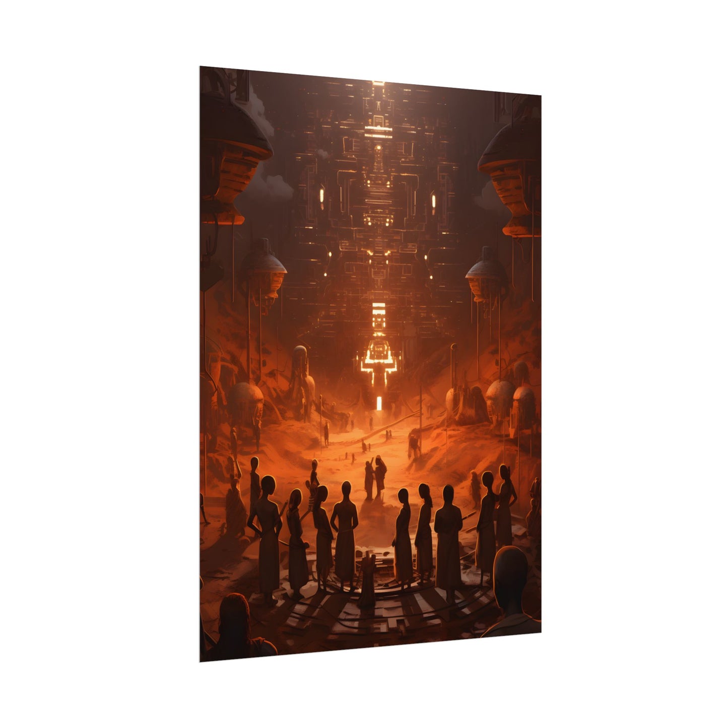 Vibrant Futuristic Tribal Gathering: Digital Art - Poster