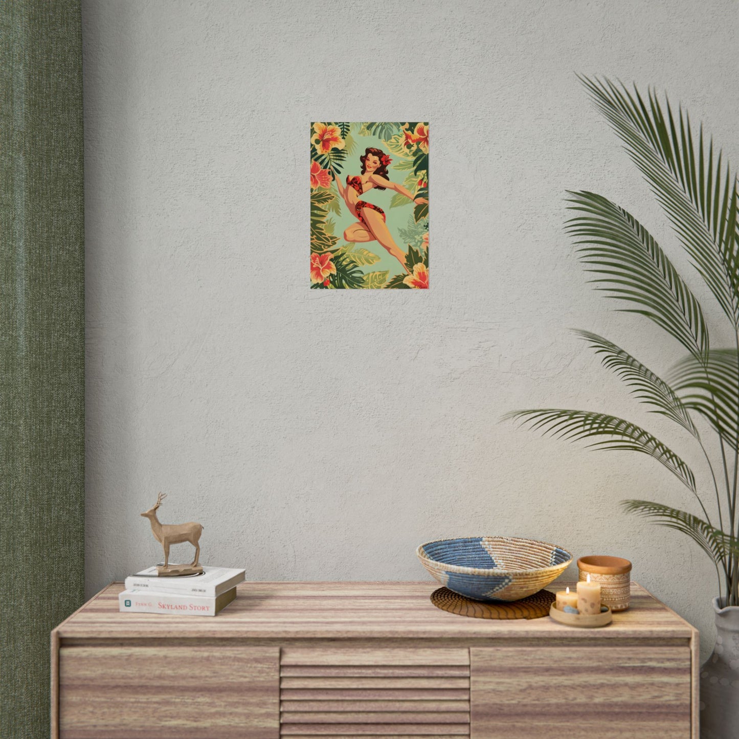 Vintage Retro Pin-Up Girl: Mid-Century Art Illustration - Poster