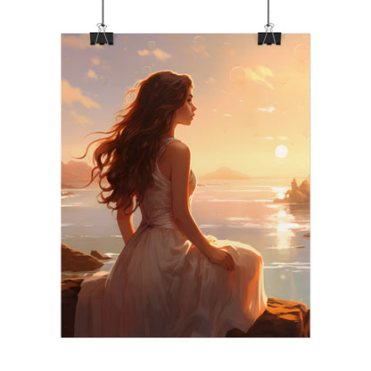 Vibrant Beach Scene: Summer Day with Sun-Kissed Figure - Poster