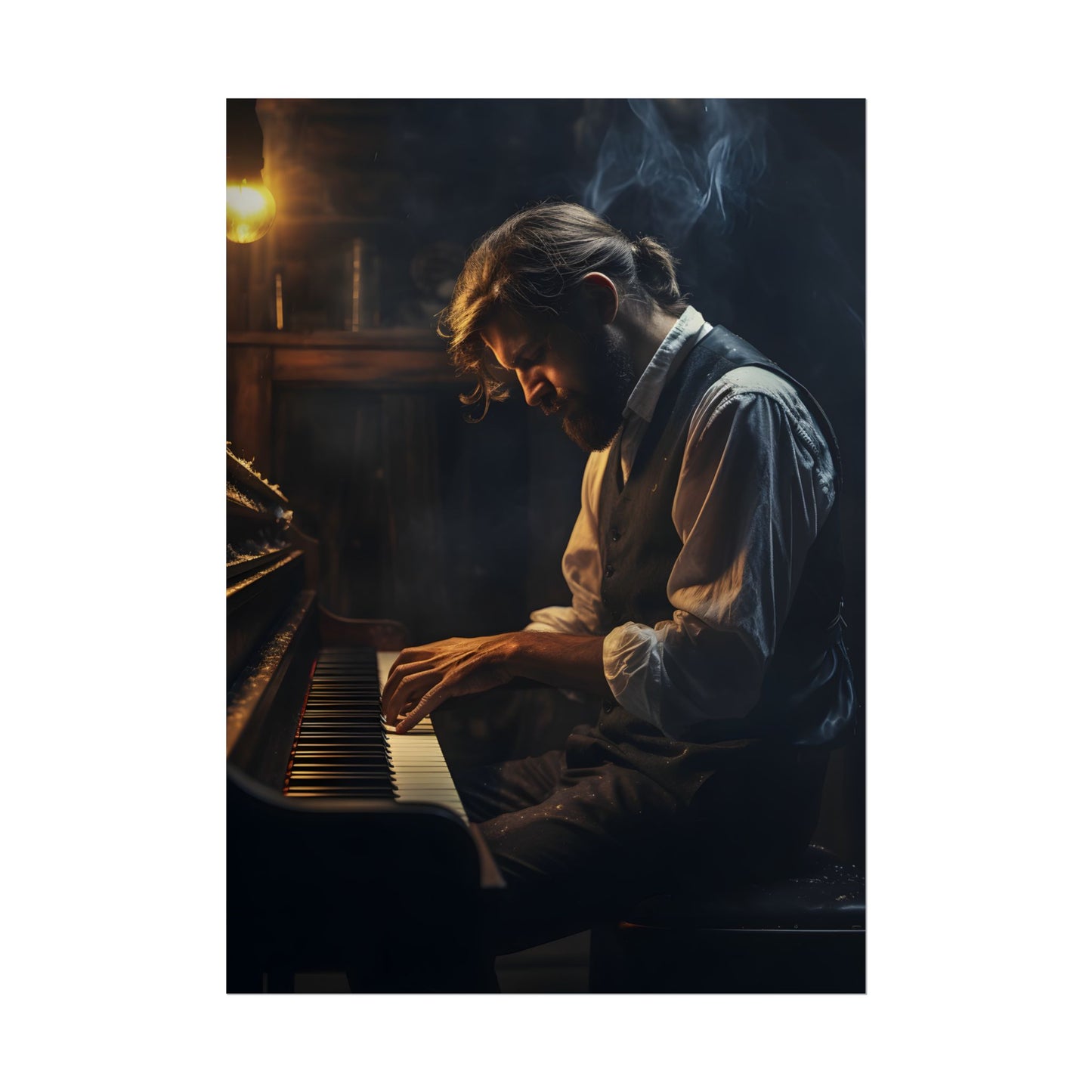 Mysterious Piano Maestro: Musical Artwork - Poster